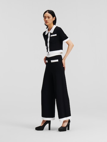 Wide leg Pantaloni de la Karl Lagerfeld pe negru