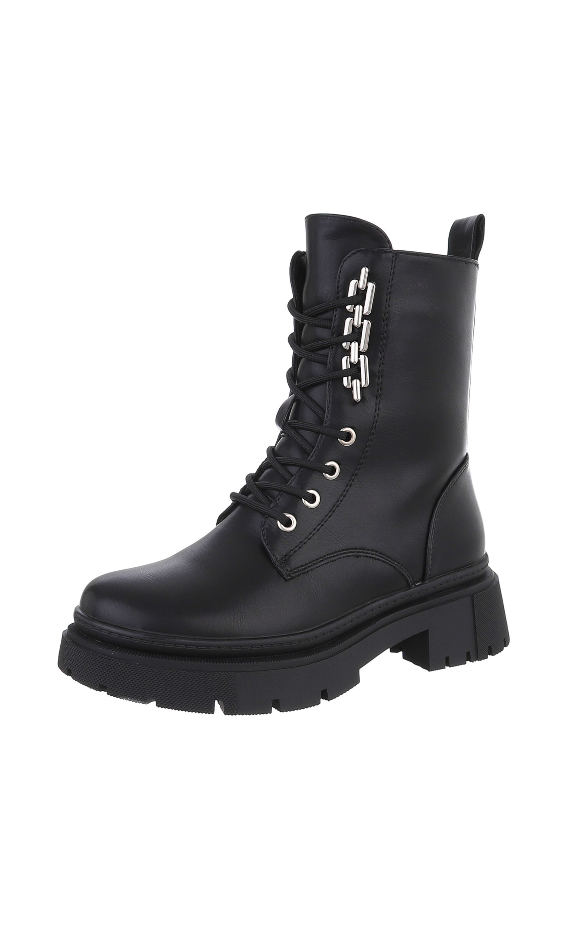 Ital-Design Schnürstiefelette in Schwarz: Vorderseite