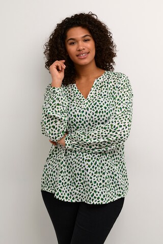 KAFFE CURVE Blouse 'Jalu' in Groen: voorkant
