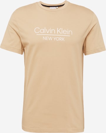 T-Shirt Calvin Klein en beige : devant