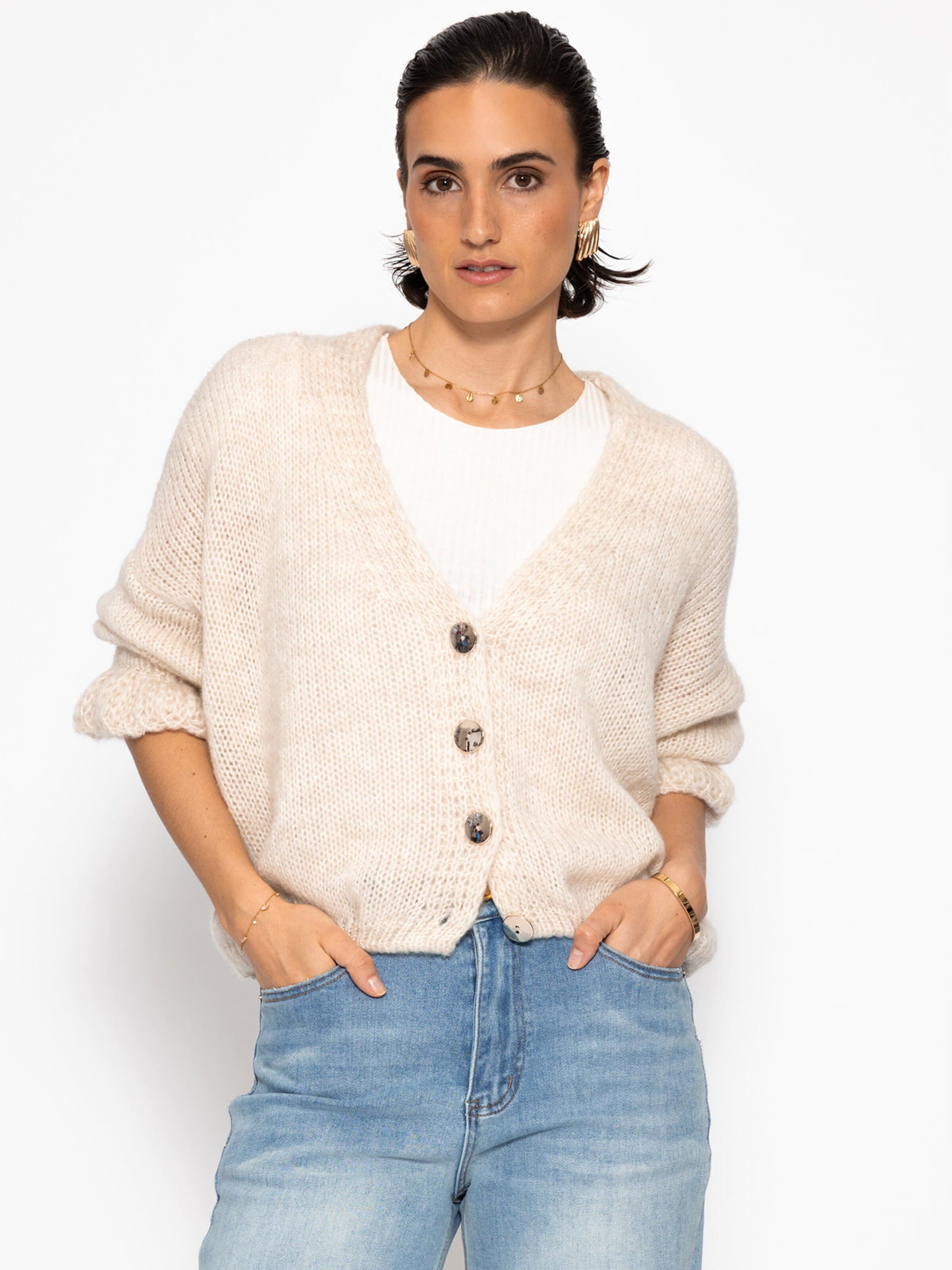 SASSYCLASSY Oversizestrickjacke‌‌‌‌‌ in Beige: Vorderseite