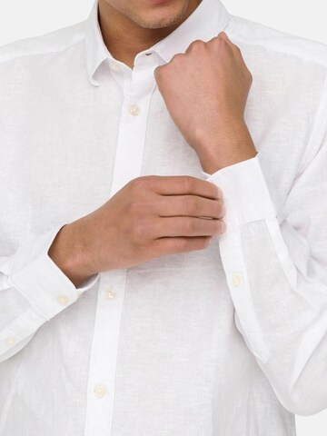Only & Sons Úzky strih Košeľa 'ONLY & SONS ONSCAIDEN LIFE LS SOLID LINEN BLEND NOOS CAMICIA' - Biela