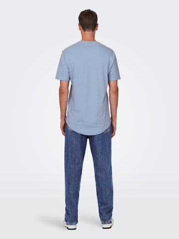 Only & Sons Regular Fit T-Shirt 'Matt' in Blau