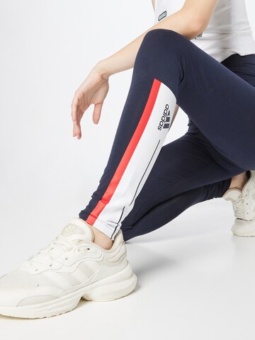 ADIDAS SPORTSWEAR Skinny Workout Pants 'Essentials Pinstripe Block' in Blue