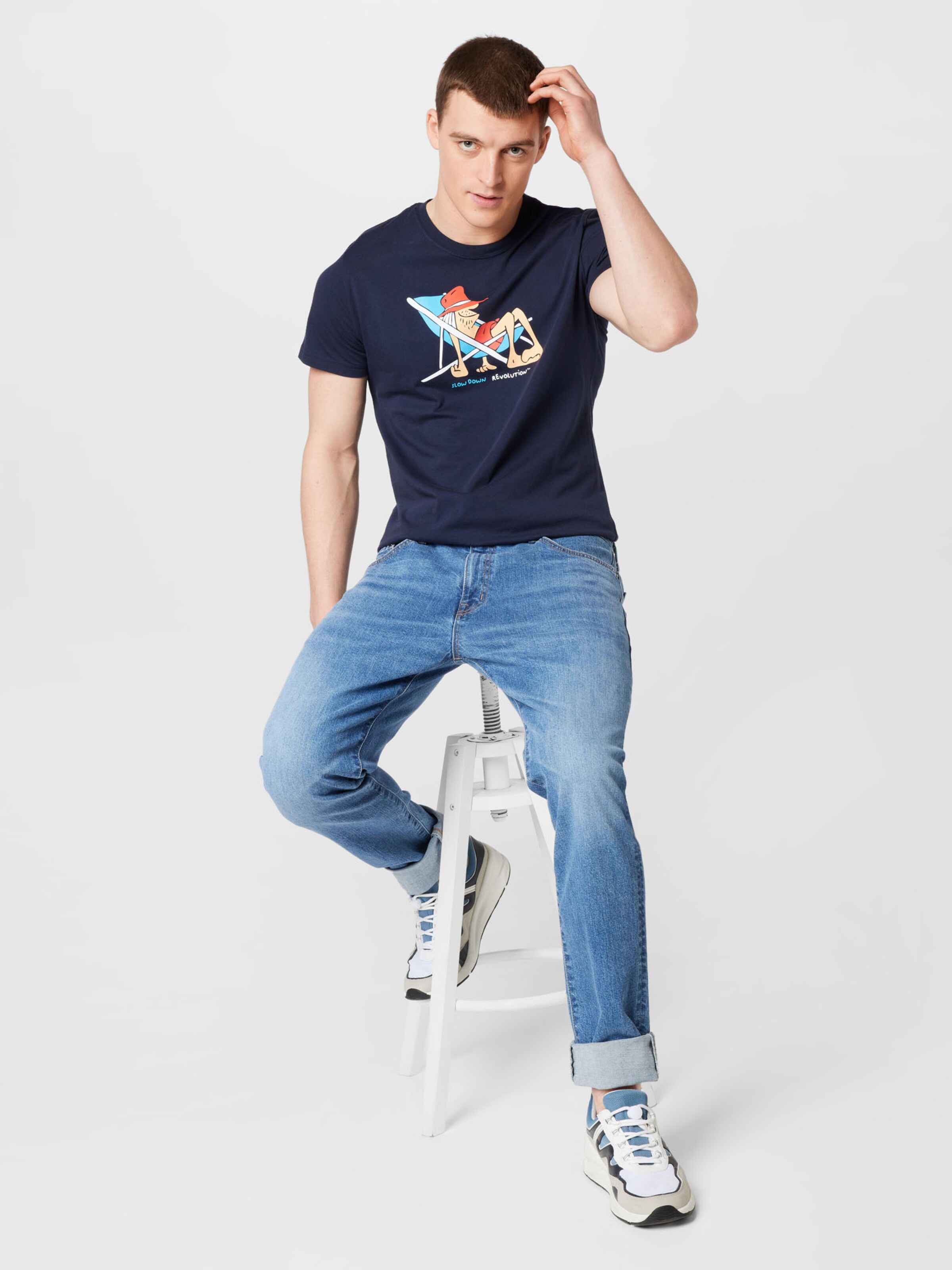 Männer Shirts Revolution T-Shirt in Navy, Hellblau - HZ58423 Männer Shirts Revolution T-Shirt in Navy, Hellblau - HZ58423