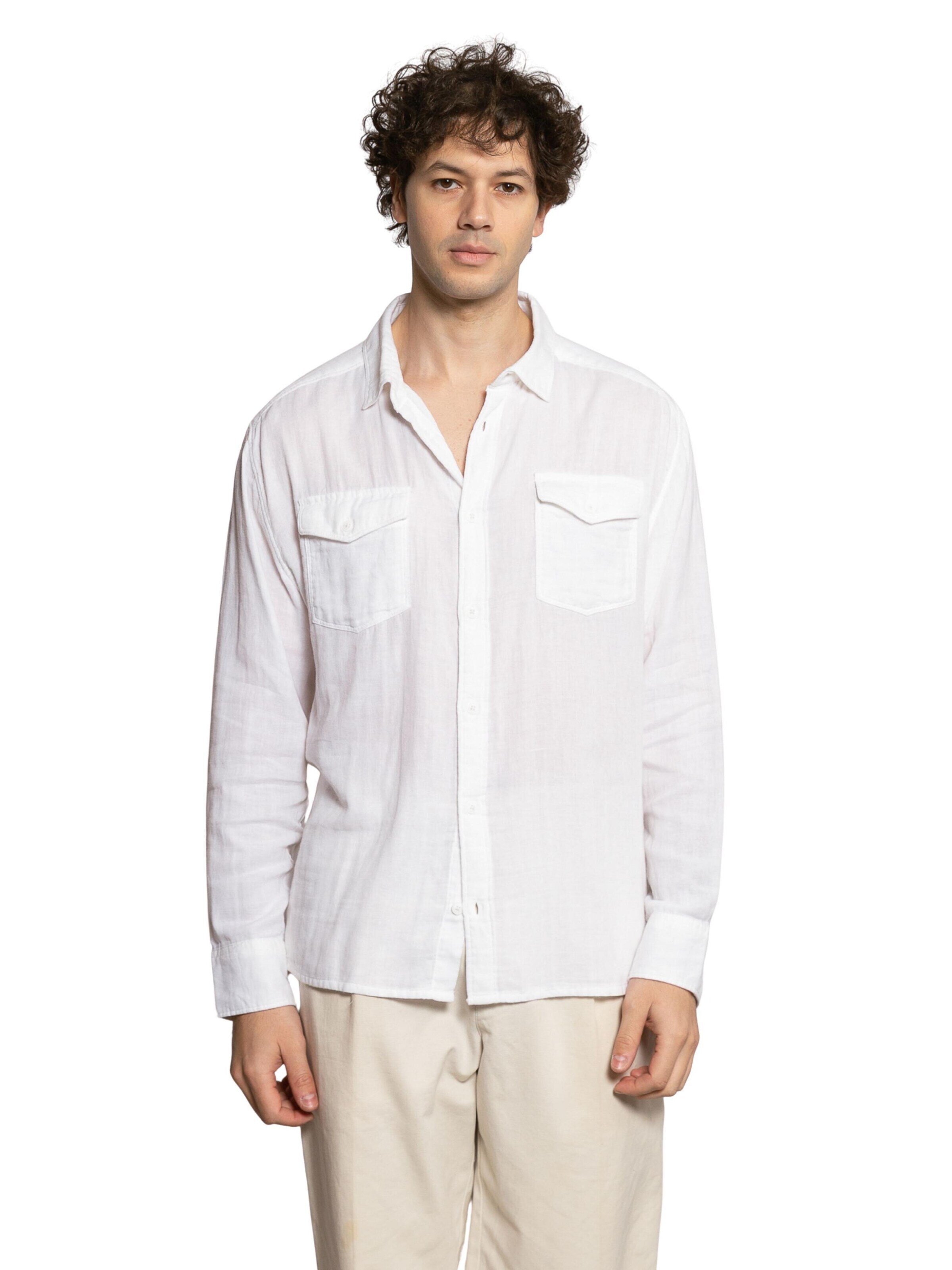 Coupe regular Chemise LDB en blanc : devant