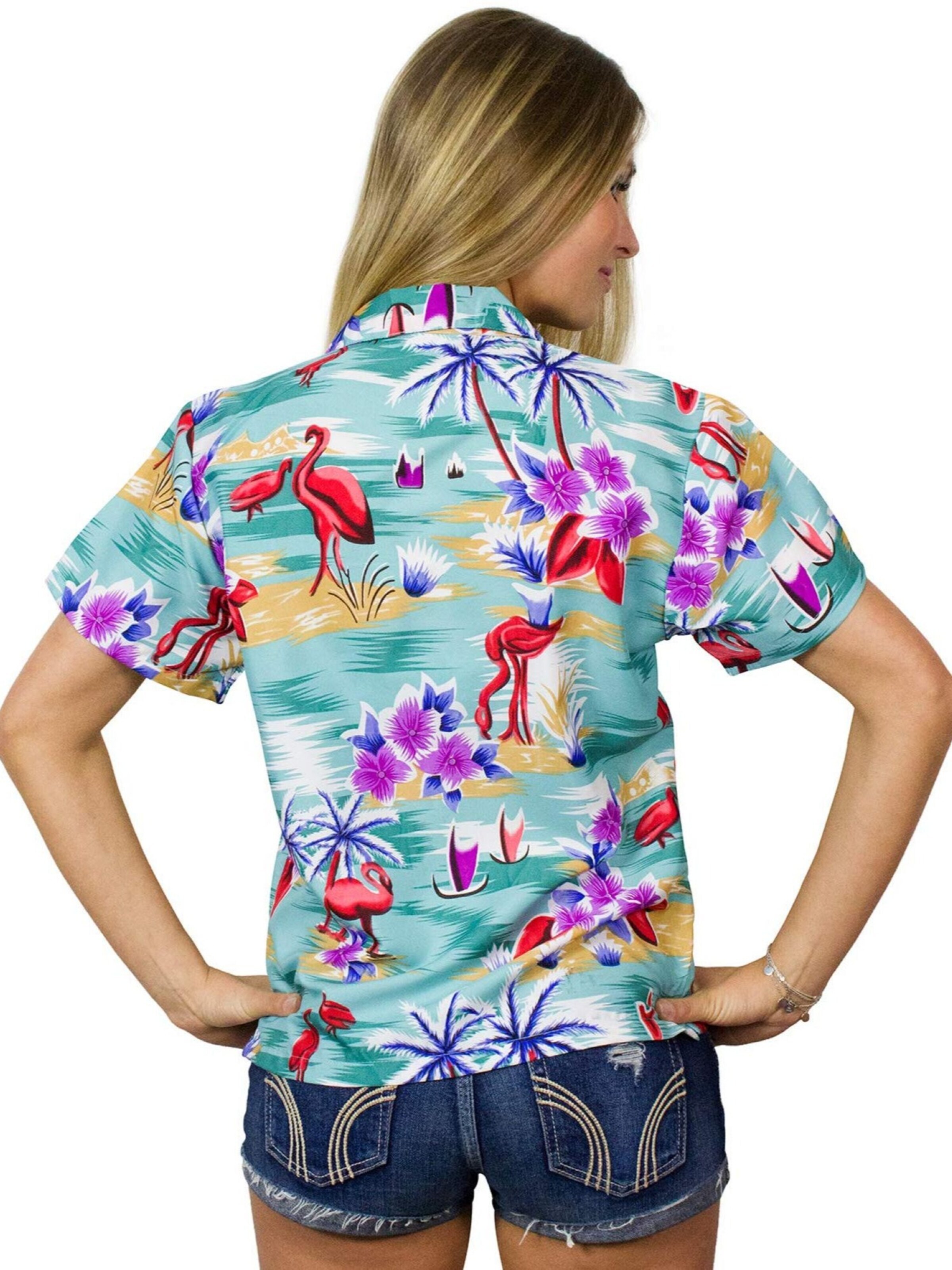 Camicia da donna 'Flamingos' di King Kameha in verde