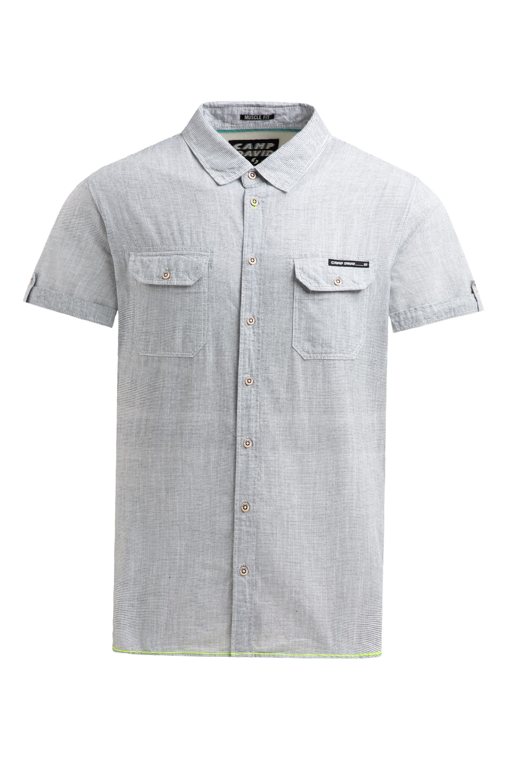 CAMP DAVID Slim fit Button Up Shirt in Blue: front