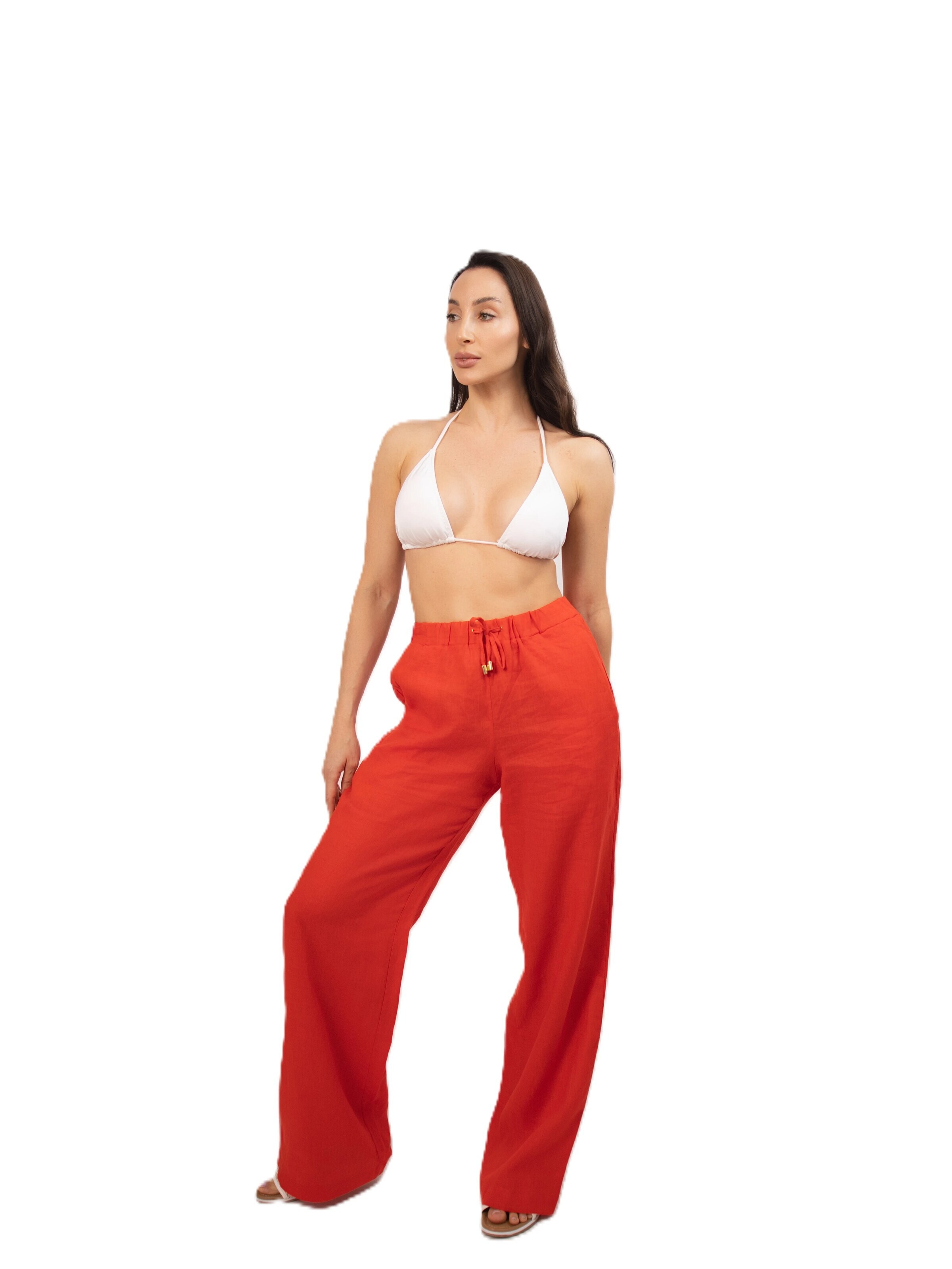 BREEZERA Wide leg Pants in Red: front