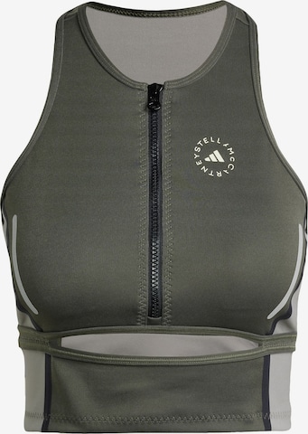 ADIDAS BY STELLA MCCARTNEY - Top deportivo 'High Neck Crop' en gris: frente