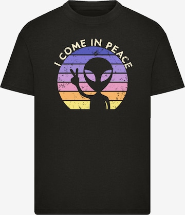 F4NT4STIC Shirt 'Alien Peace Sunset' in Zwart: voorkant