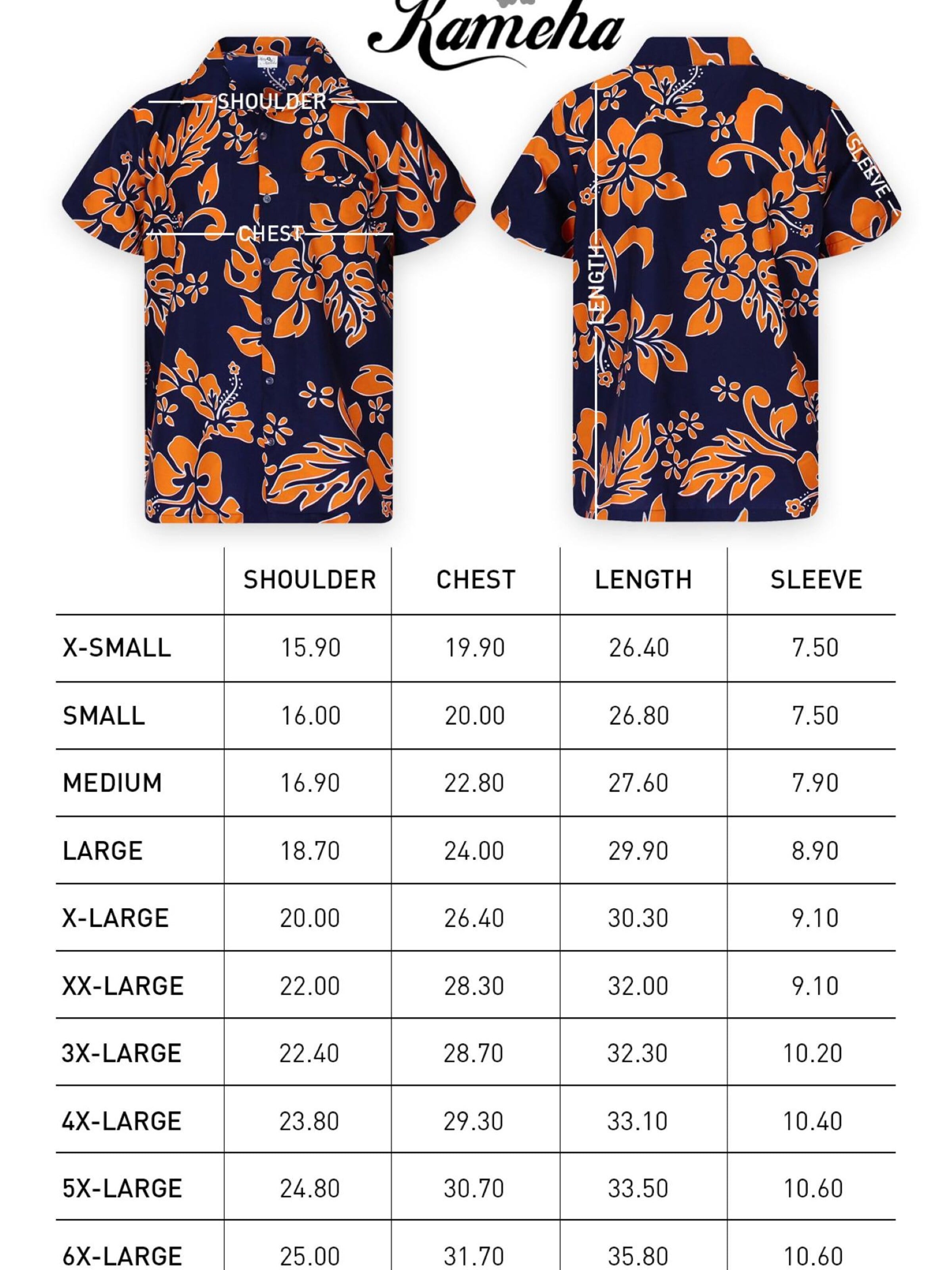 King Kameha Shirt 'Hibiscus Blue Line' in Oranje
