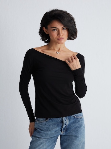 SILK & CASHMERE Blouse in Zwart