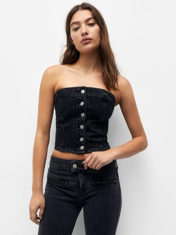 Pull&Bear Top | črna barva: sprednja stran