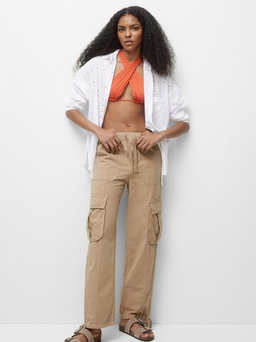 Regular Pantalon cargo Pull&Bear en beige : devant