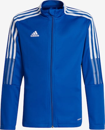 ADIDAS PERFORMANCE Skinny Sportjas 'Tiro 21' in Blauw: voorkant