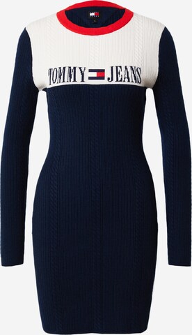 Tommy Jeans Gebreide jurk in Blauw: voorkant