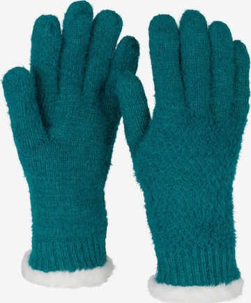 styleBREAKER Fingerhandschuhe 'Strickhandschuhe mit Reiskornmuster und Fleece' in Grün: Vorderseite