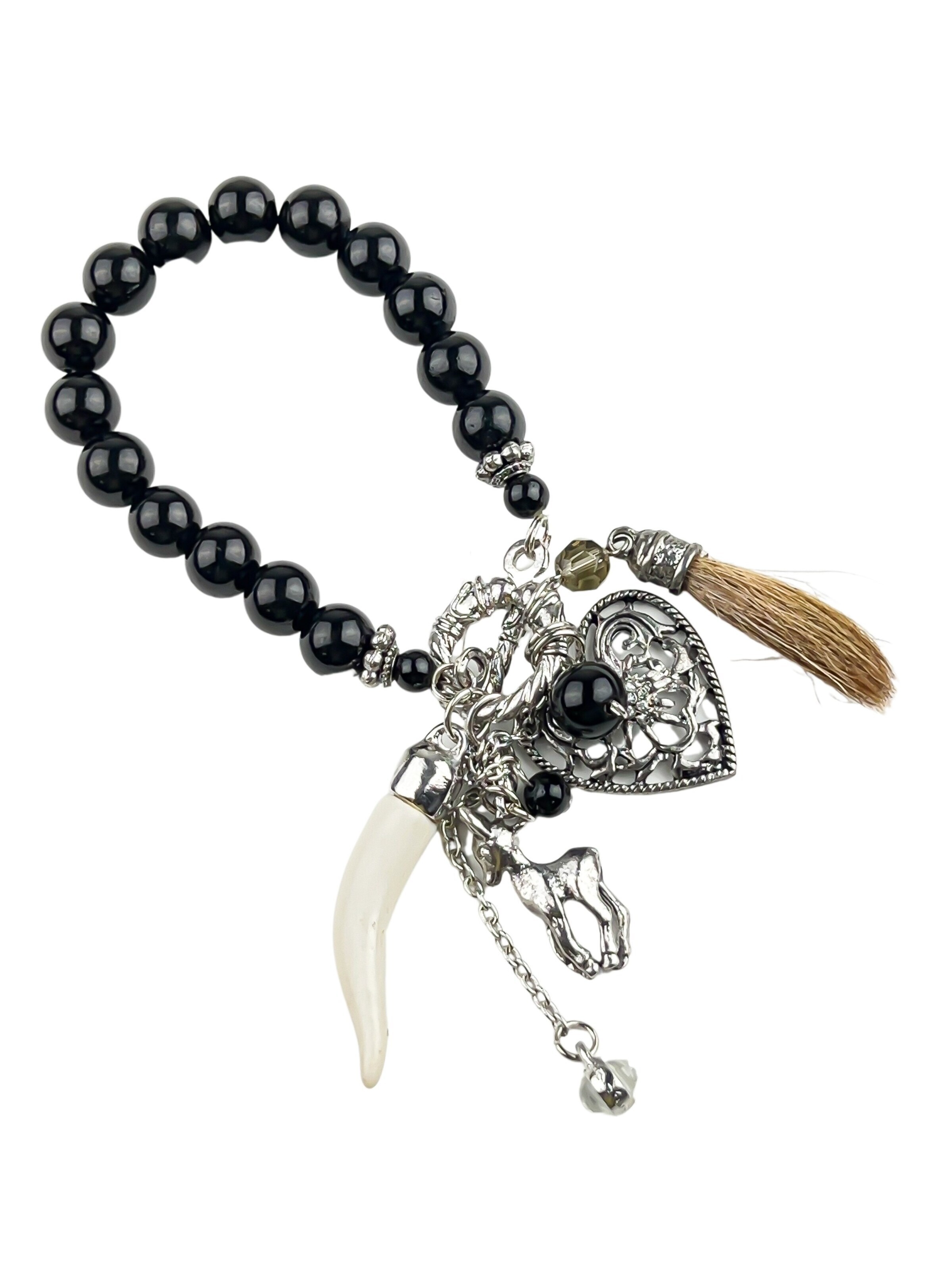 COLLEZIONE ALESSANDRO Bracelet 'Greta' in Black: front