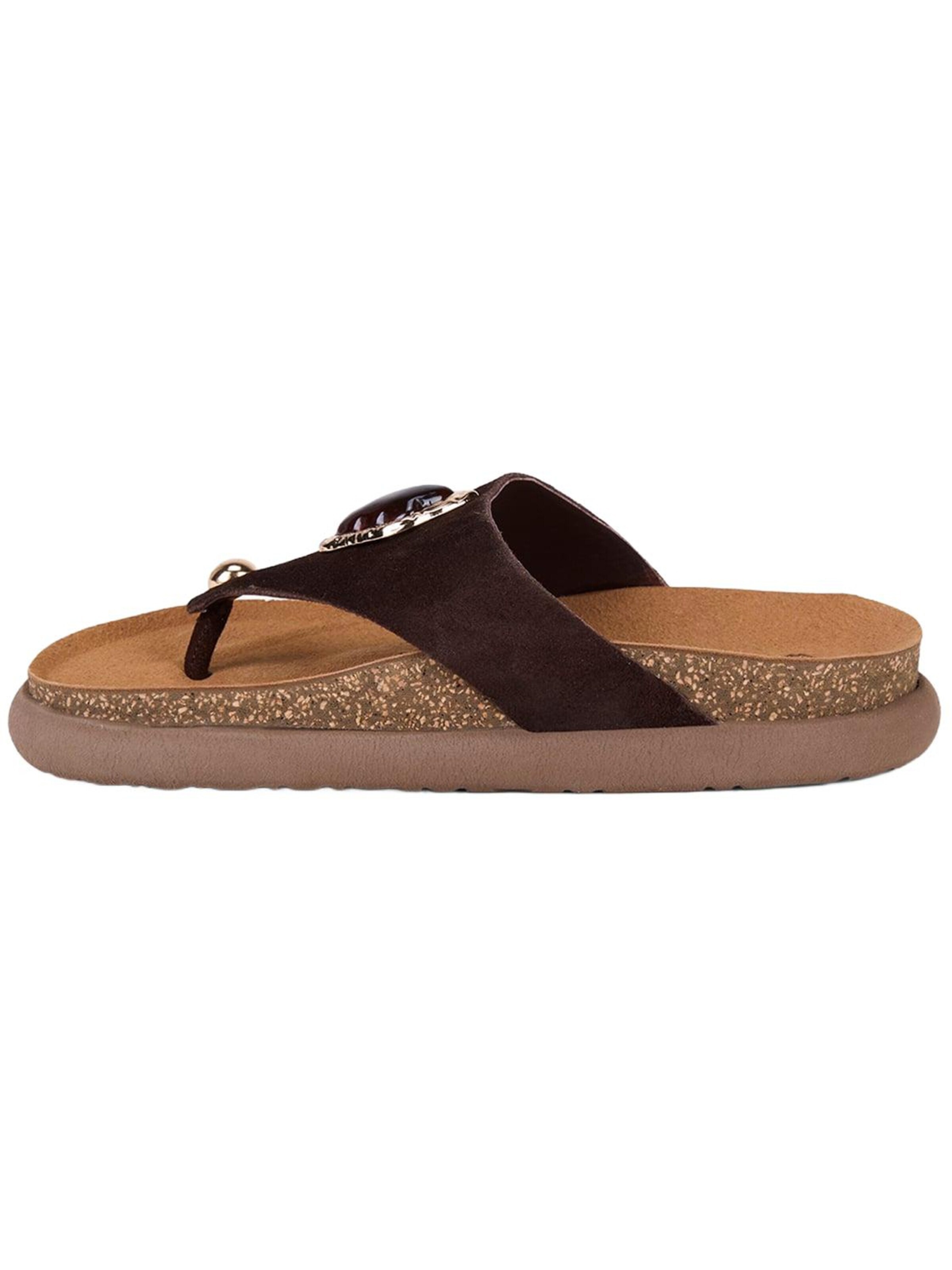 Desa T-Bar Sandals 'Zehenstegsandalen' in Brown
