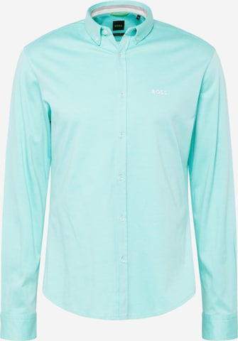 BOSS Green Button Up Shirt 'BIADO' in Green: front