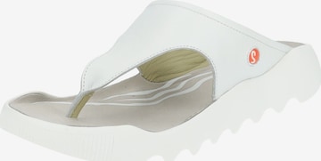 Softinos T-Bar Sandals in White: front