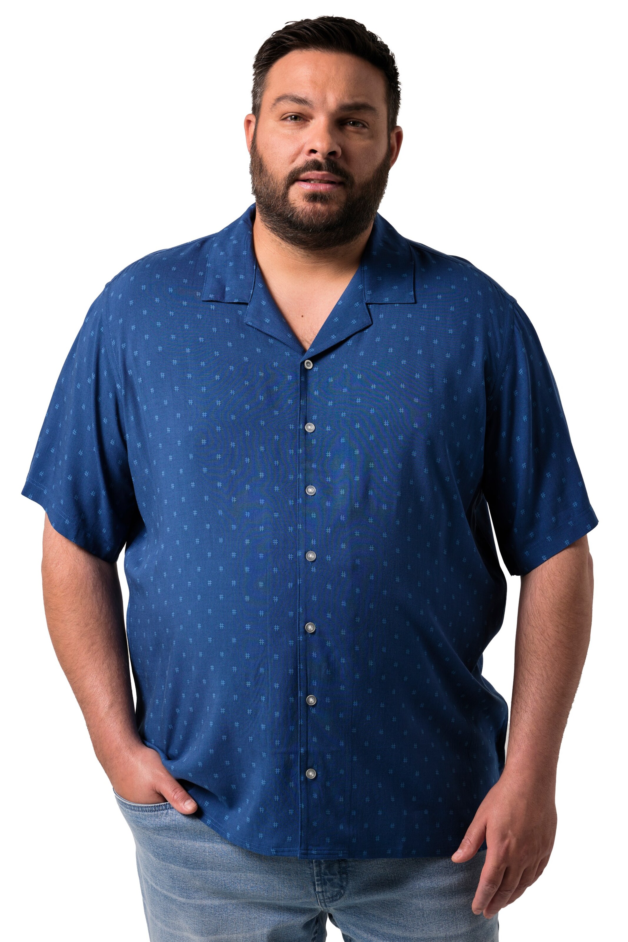 Men Plus Regular fit Overhemd in Blauw: voorkant