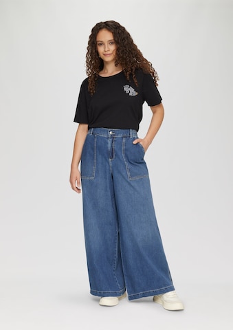 QS Wide leg Jeans in Blauw: voorkant