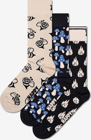 Happy Socks Socks 'Monochrome Magic' in Beige: front