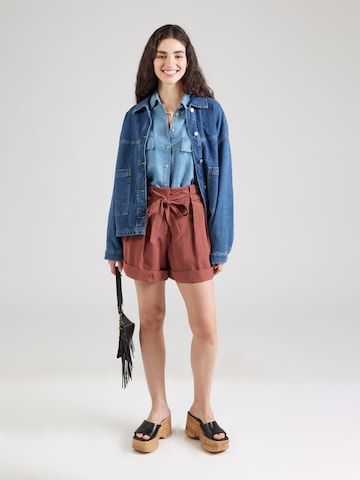 ABOUT YOU Loose fit Pleat-Front Pants 'Lotta' in Brown