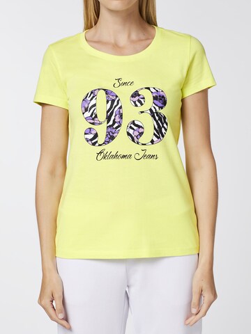 Oklahoma Jeans Shirt ' mit gemustertem Motiv ' in Yellow