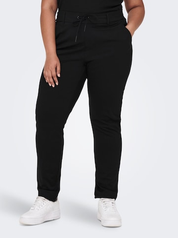 ONLY Carmakoma Tapered Pants 'Goldtrash' in Black: front