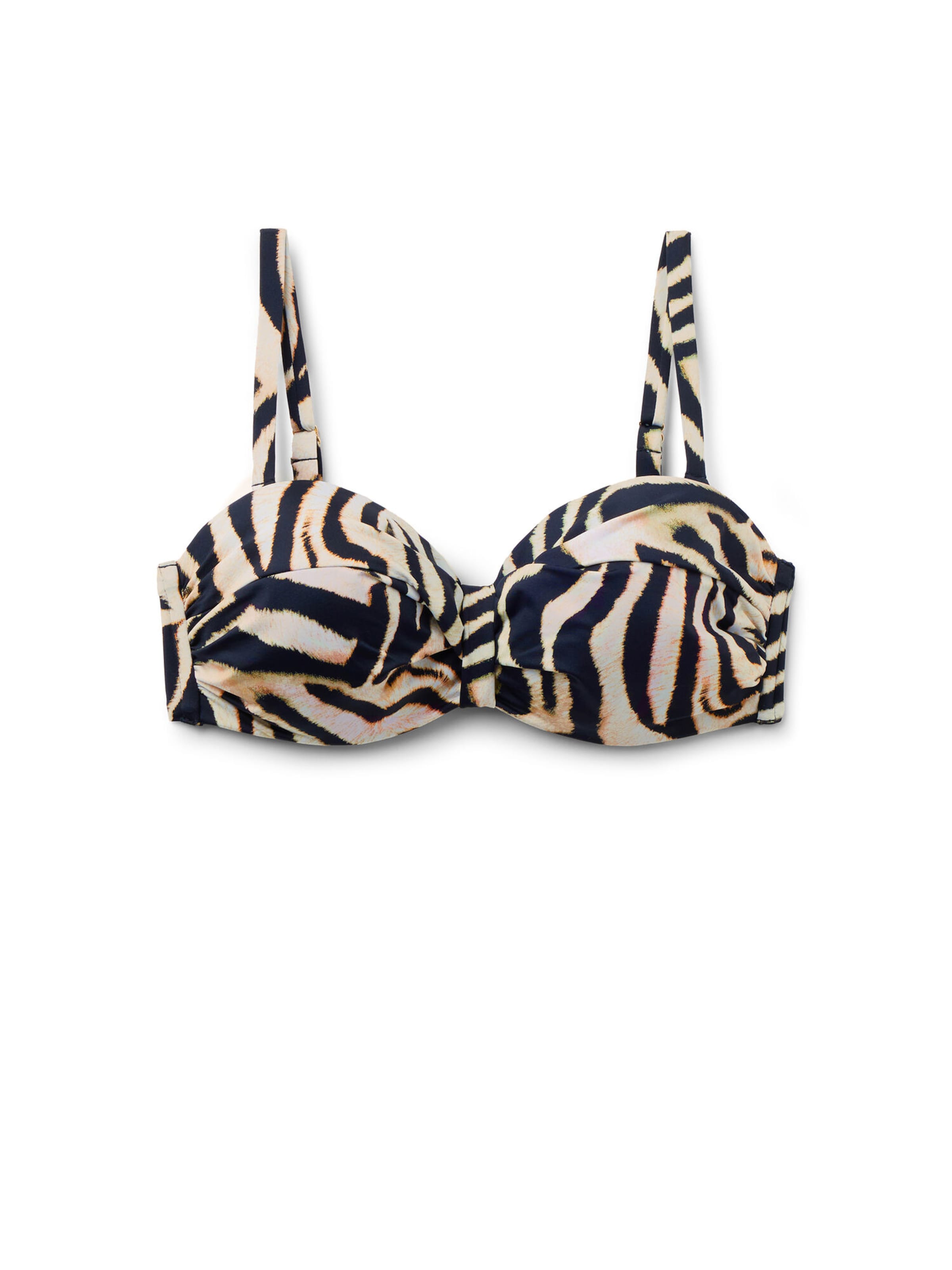 CALZEDONIA Bandeau Bikinitop 'Savannah Zebra' in Schwarz: Vorderseite