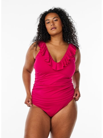 Bustino Costume intero 'Skitrin' di Swim by Zizzi in rosa: frontale