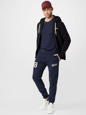 Superdry Tapered Workout Pants 'Vintage Logo Collegiate' in Blue