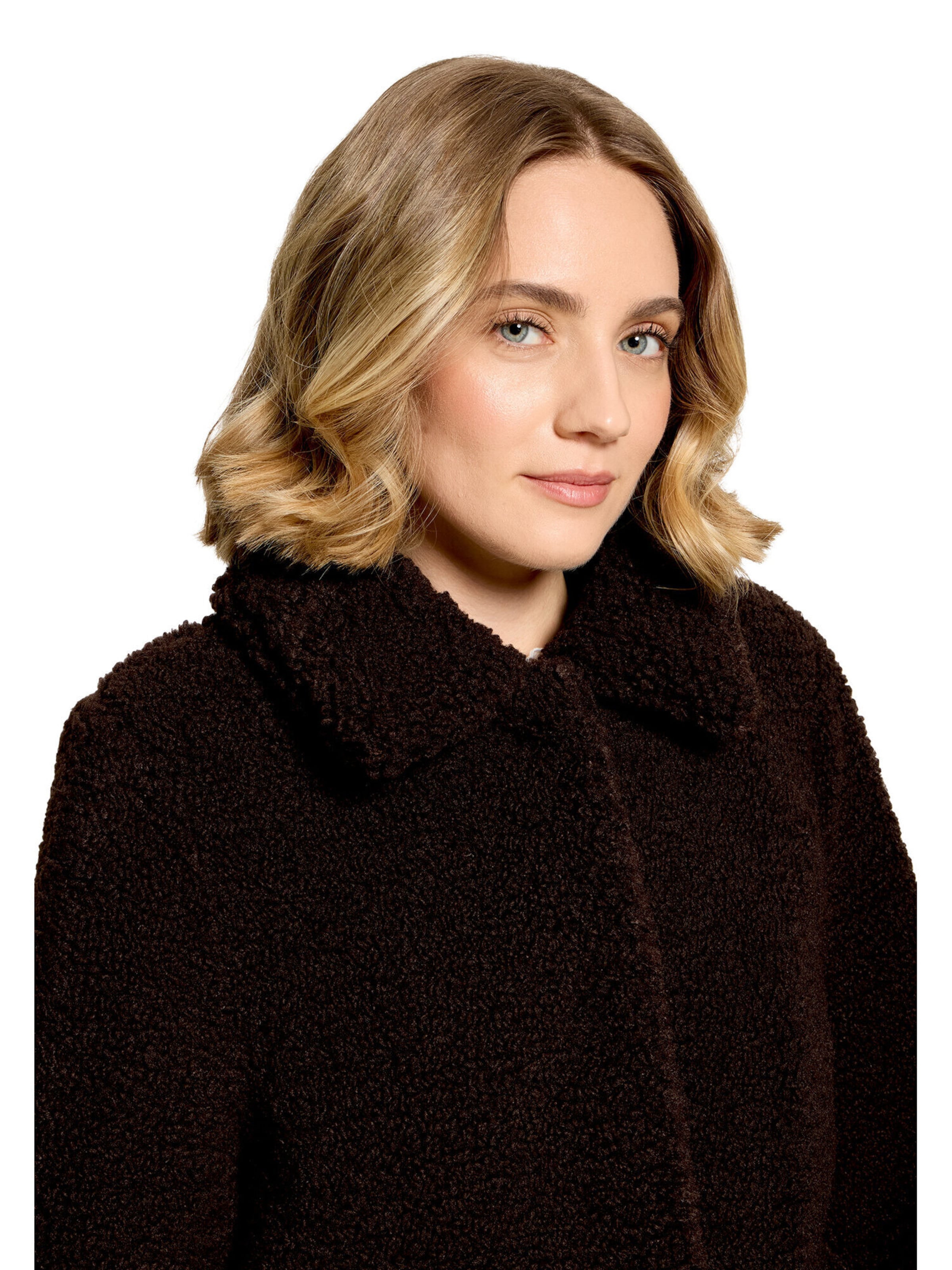 Cartoon Plüschjacke mit Kragen in Braun