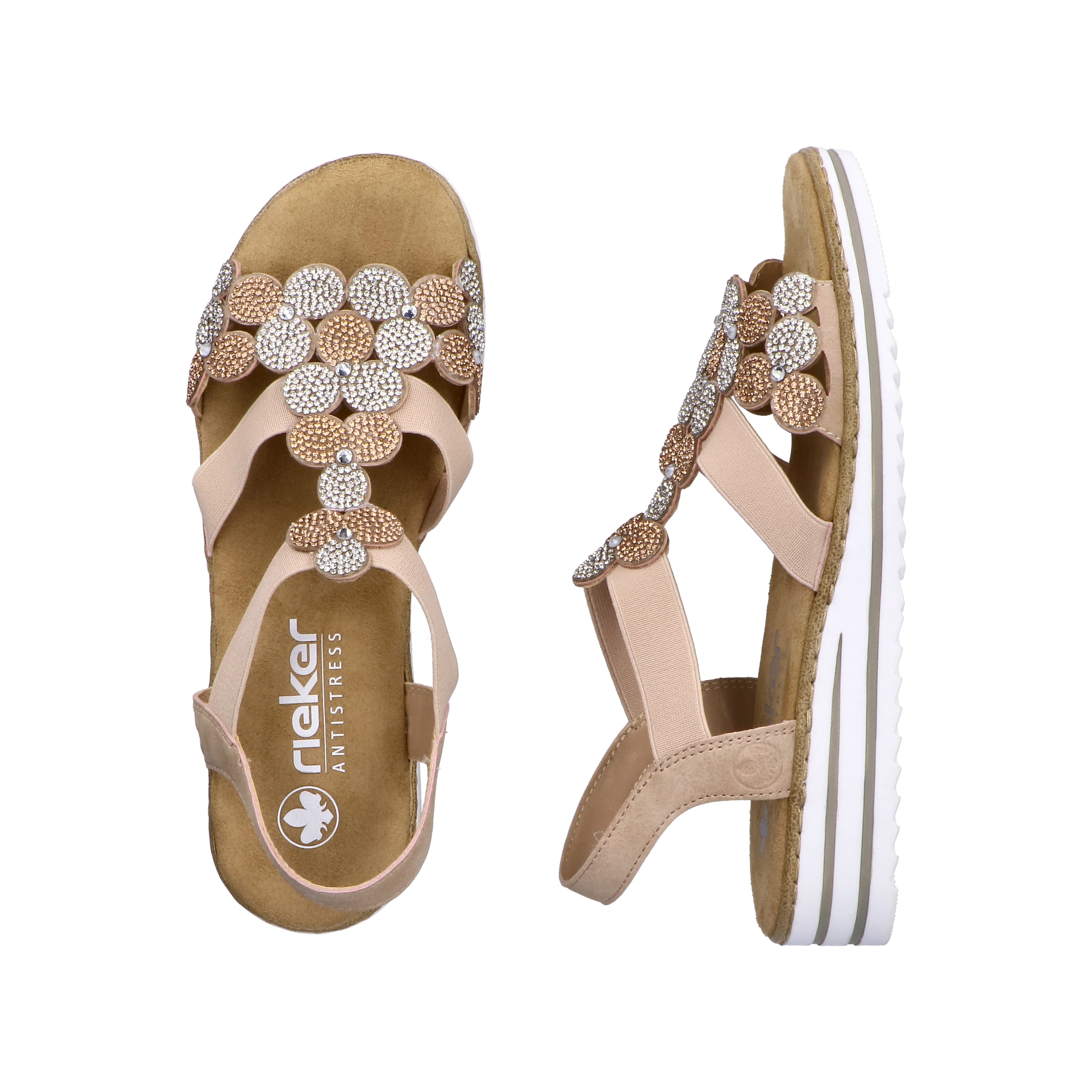 Sandales à lanières 'V0613' Rieker en beige