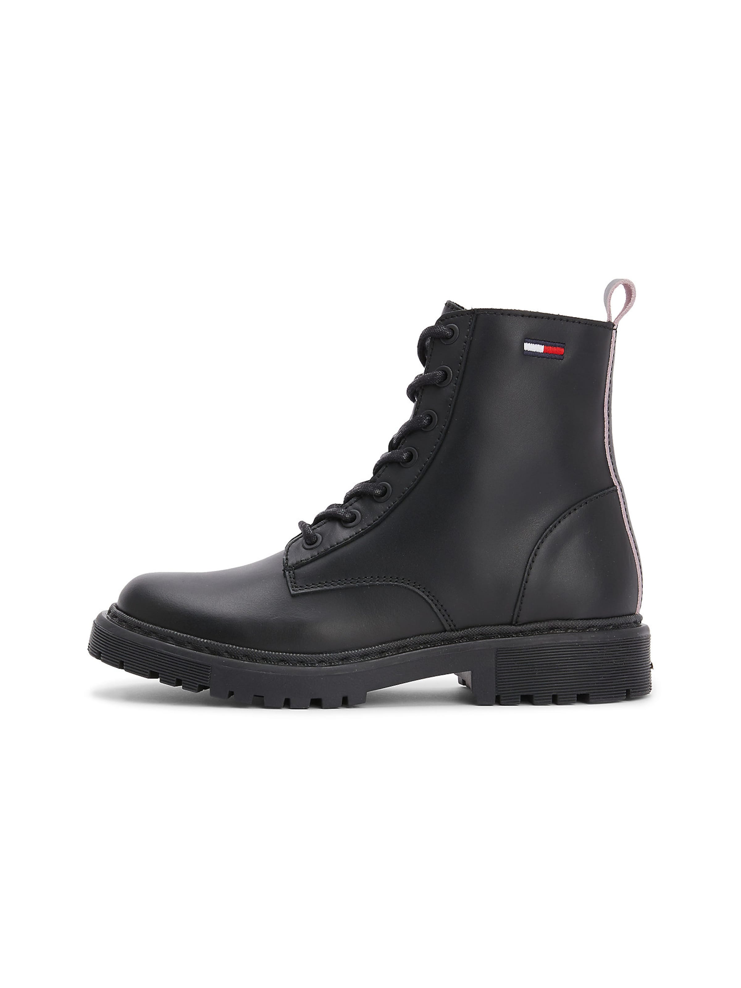 Tommy Jeans Lace-Up Ankle Boots in Black: front