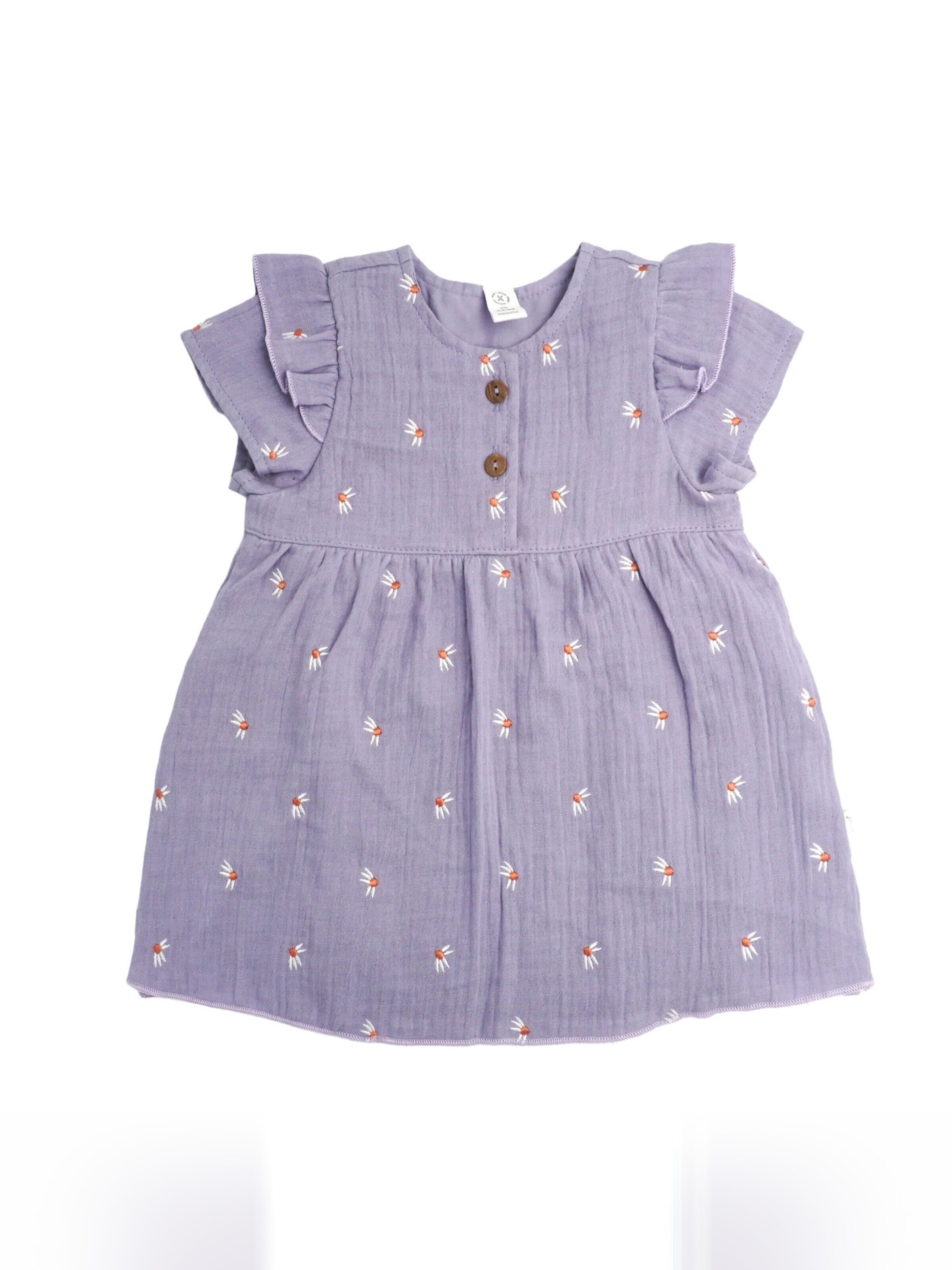 MAXIMO Dress 'GOTS BABY GIRL-Kleid, Kurzarm Musselinstoff bestickt, Futter' in Purple: front