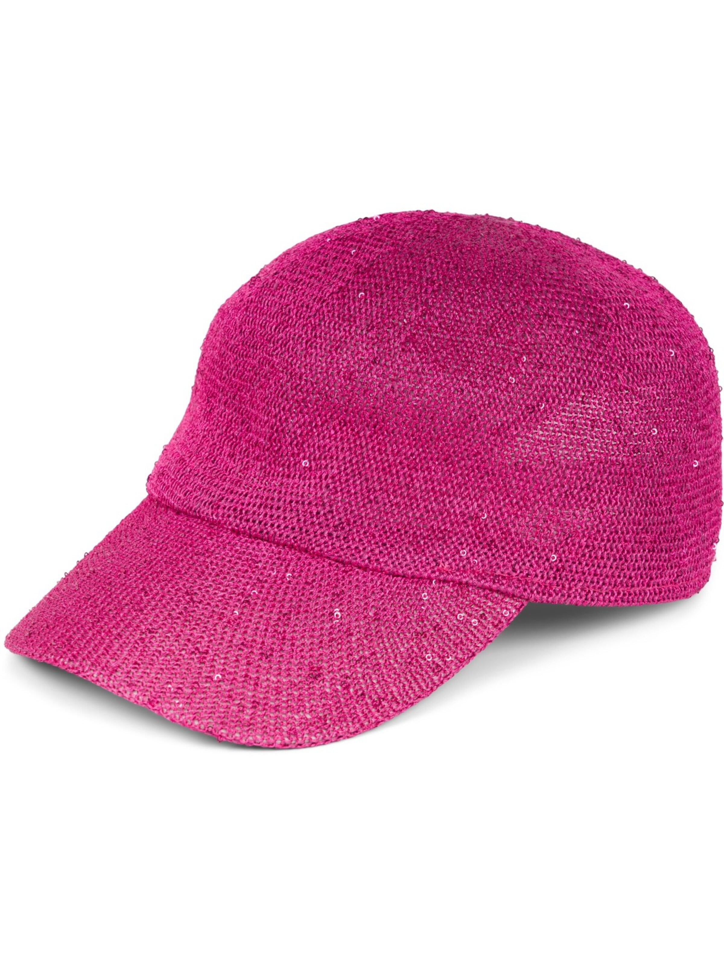 styleBREAKER Cap 'Gewebtes Baseball Cap Pailletten'‌‌‌‌‌‌‌‌ in Pink: Vorderseite