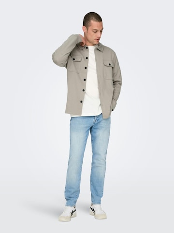 Only & Sons Comfort fit Overhemd 'newkodyl' in Beige