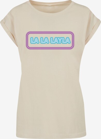 Merchcode T-Shirt 'La La Layla' in sand / aqua / dunkelpink, Produktansicht