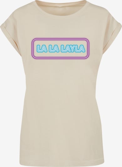 Merchcode T-Shirt 'La La Layla' in sand / aqua / dunkelpink, Produktansicht