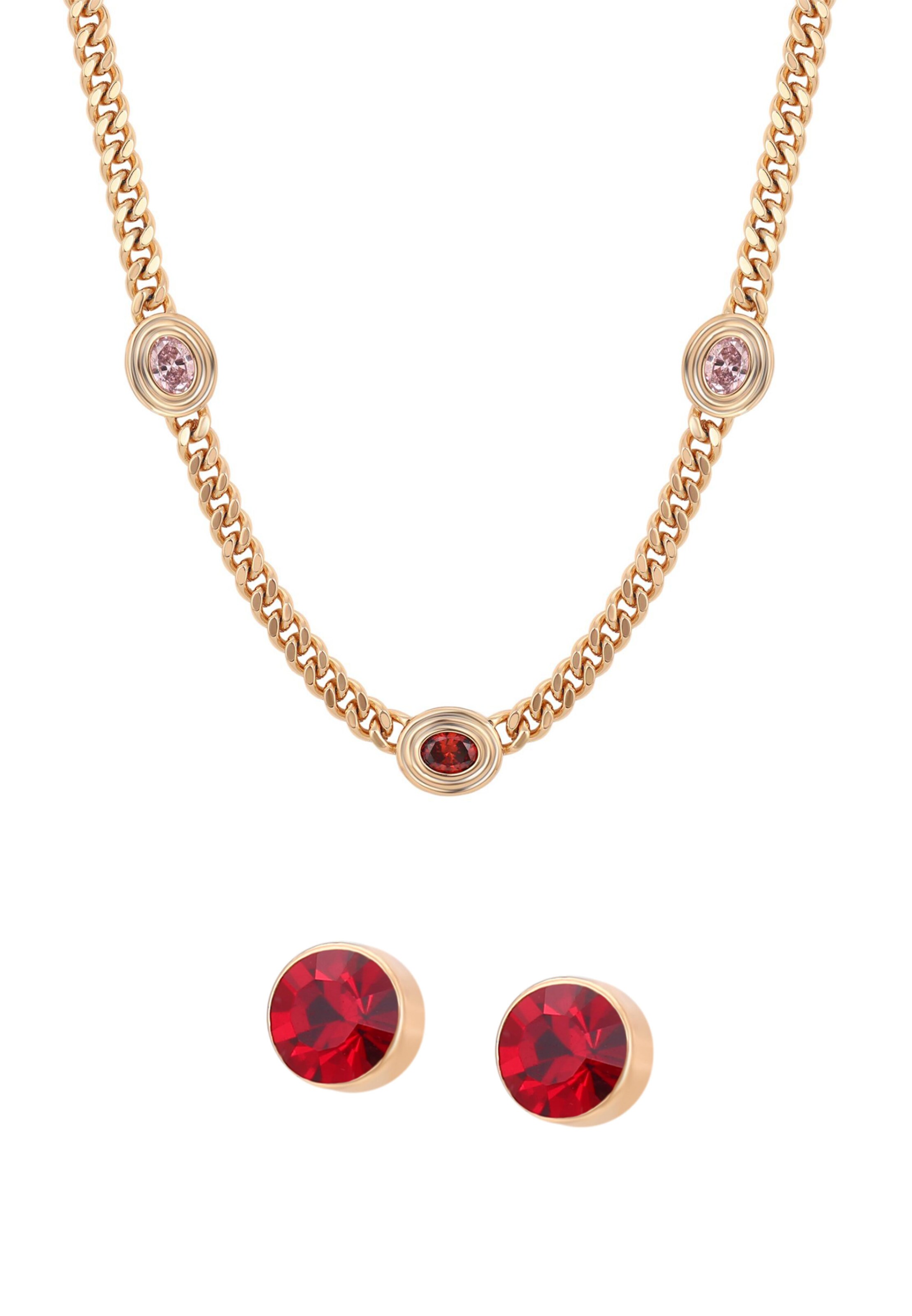 faina Sieraden set in de kleur Goud / Rosa / Rood, Productweergave