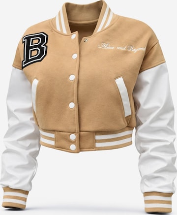 Worldclassca Between-Season Jacket 'Crop College Bomber Jacket' in Beige: front