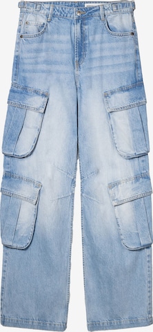 Bershka Wide Leg Cargofarkut värissä sininen: etupuoli