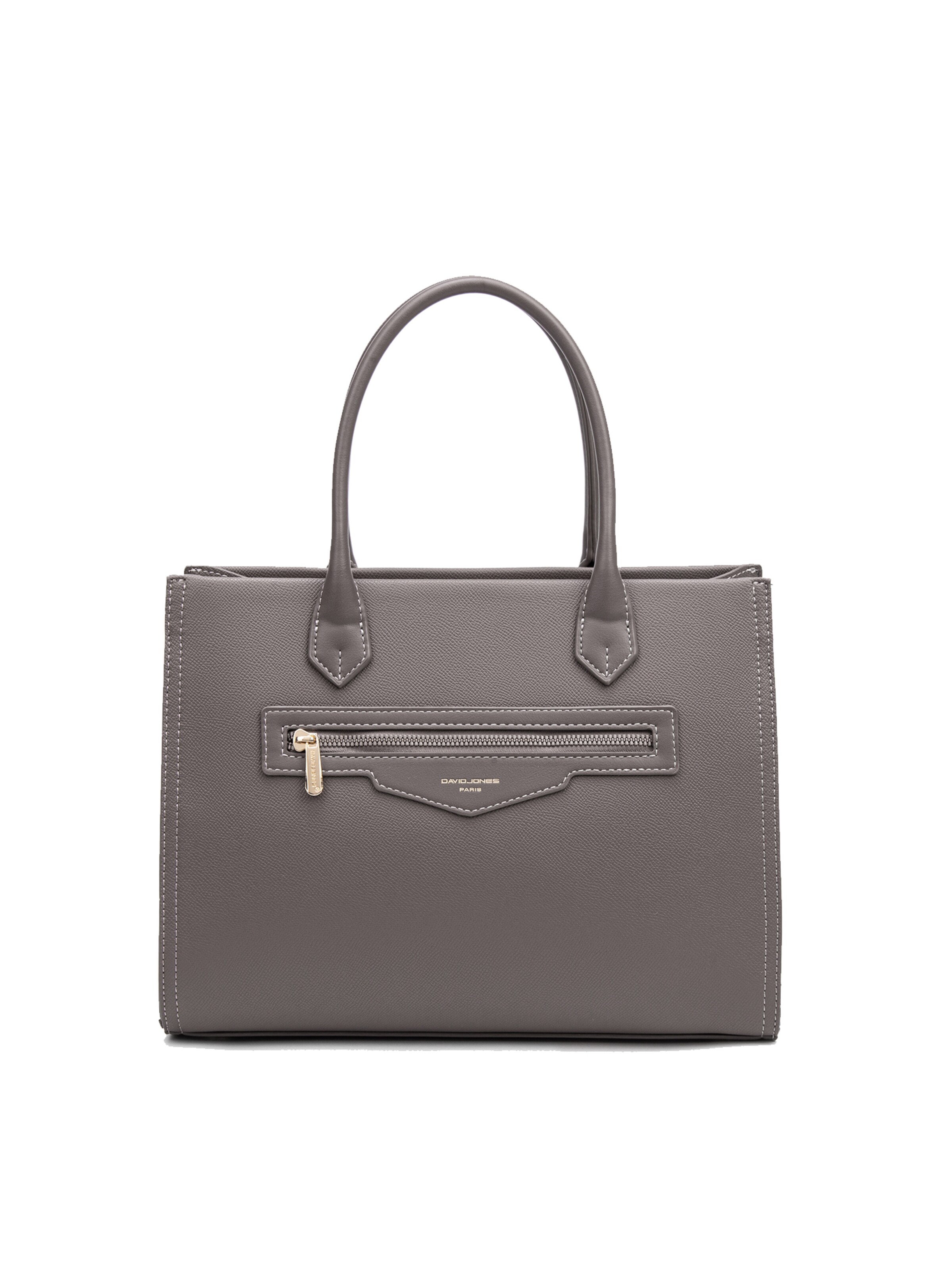 Borsa a mano 'Borsa a Mano Donna Vegan Leather con Zip e Tracolla Rimovibile - David Jones' di David Jones in grigio: frontale