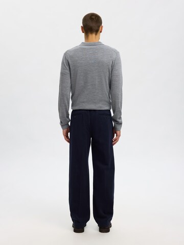 SELECTED - Loosefit Pantalón de pinzas en azul