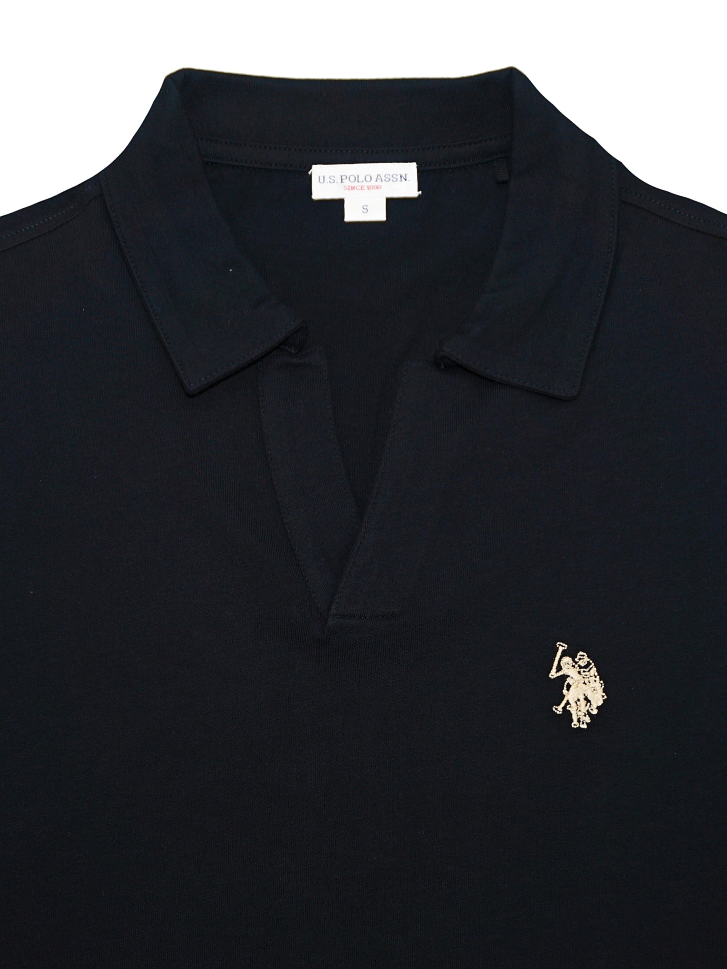 U.S. POLO ASSN. Shirt 'Knopflos' in Zwart