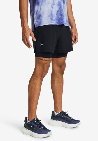 UNDER ARMOUR Regular Workout Pants 'Launch' in Black: front
